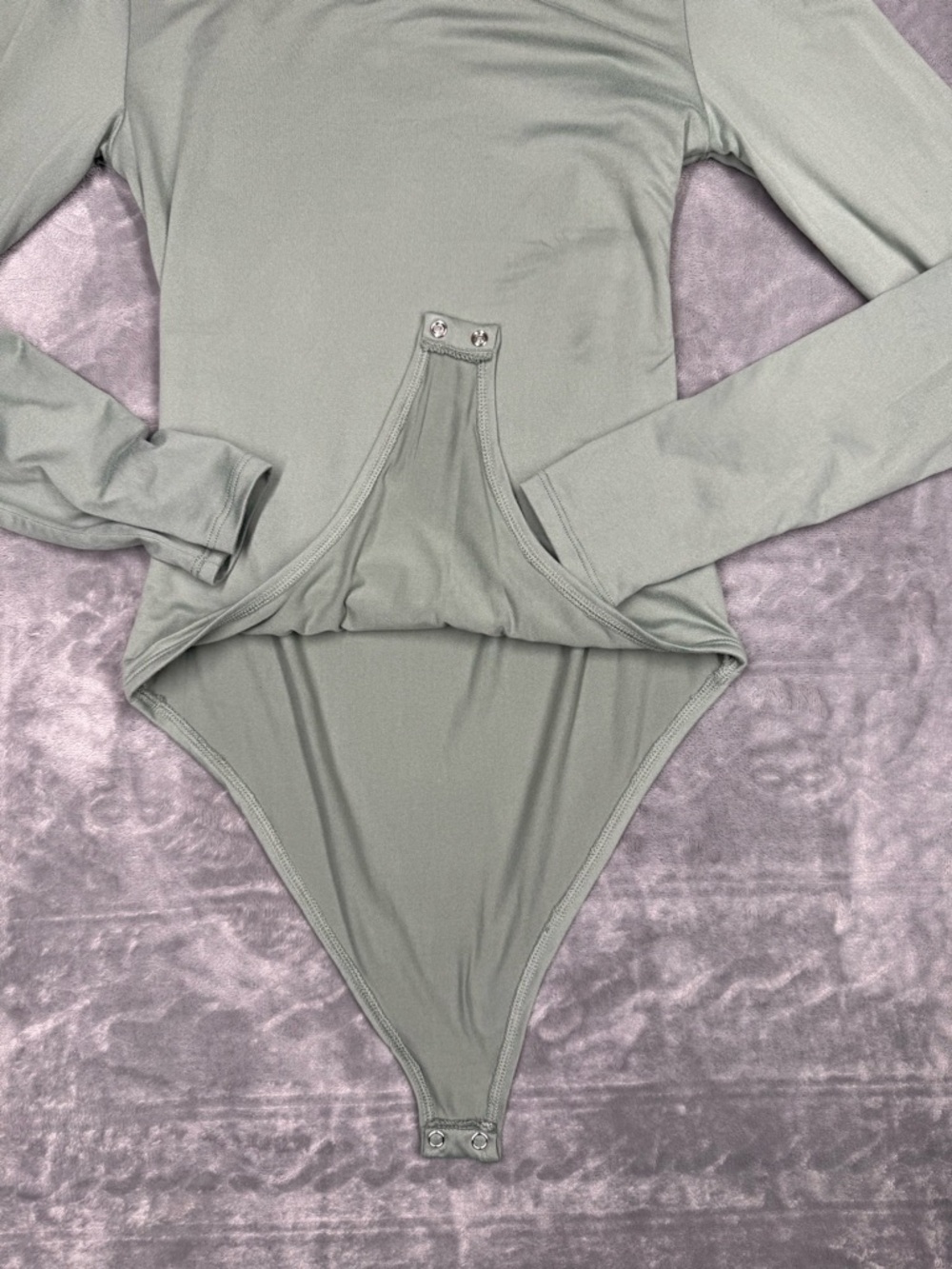Olive Long Sleeve Square Neck Bodysuit - Picture 3 of 8